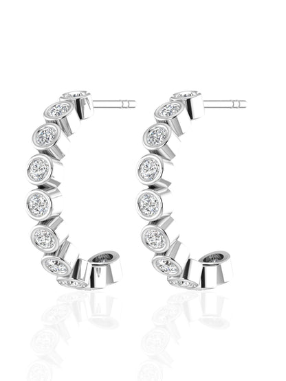 Hydra Arc Bezel Hoop Diamond Earrings