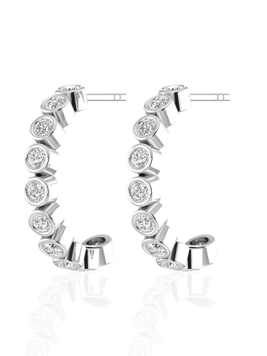 Hydra Arc Bezel Hoop Diamond Earrings
