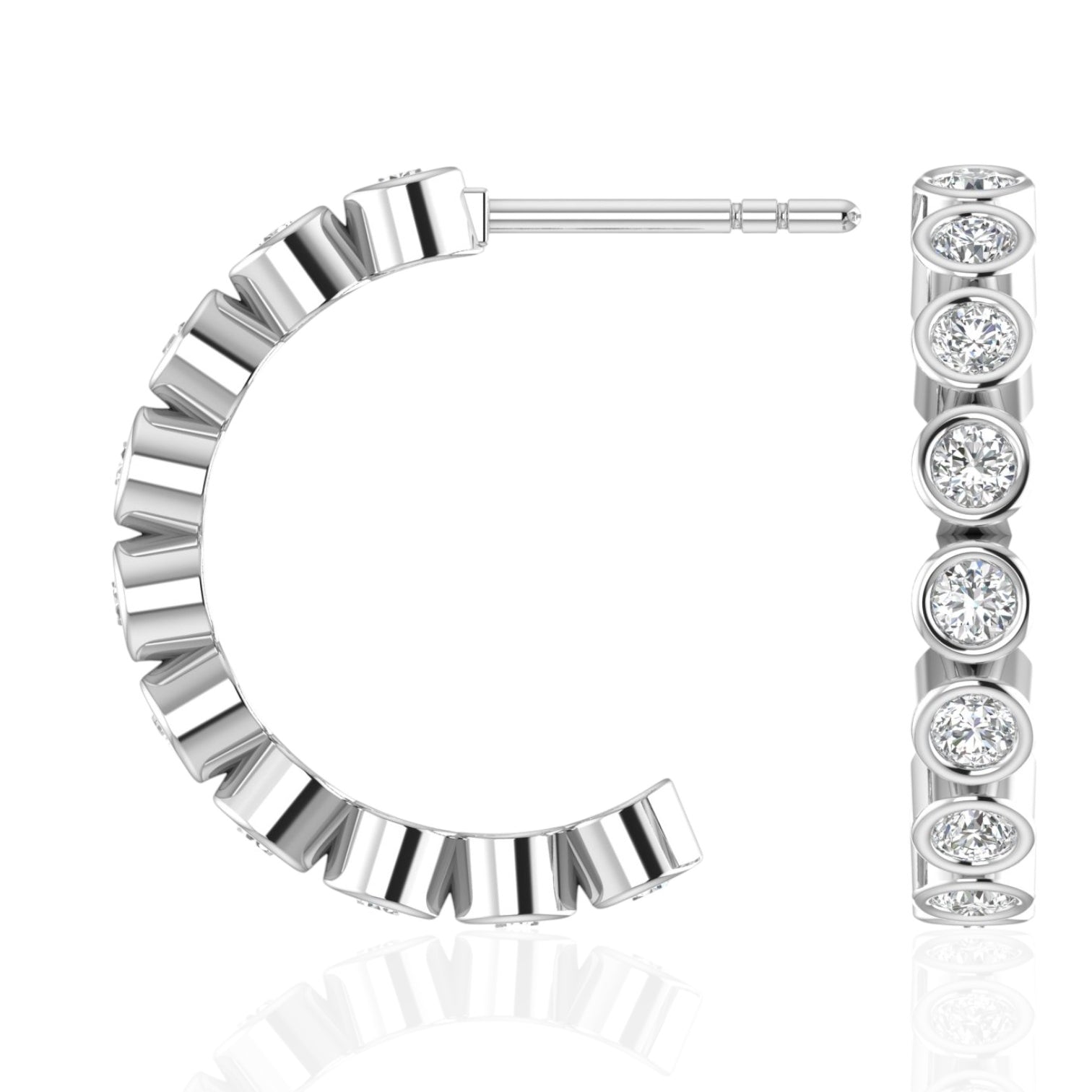 Hydra Arc Bezel Hoop Diamond Earrings