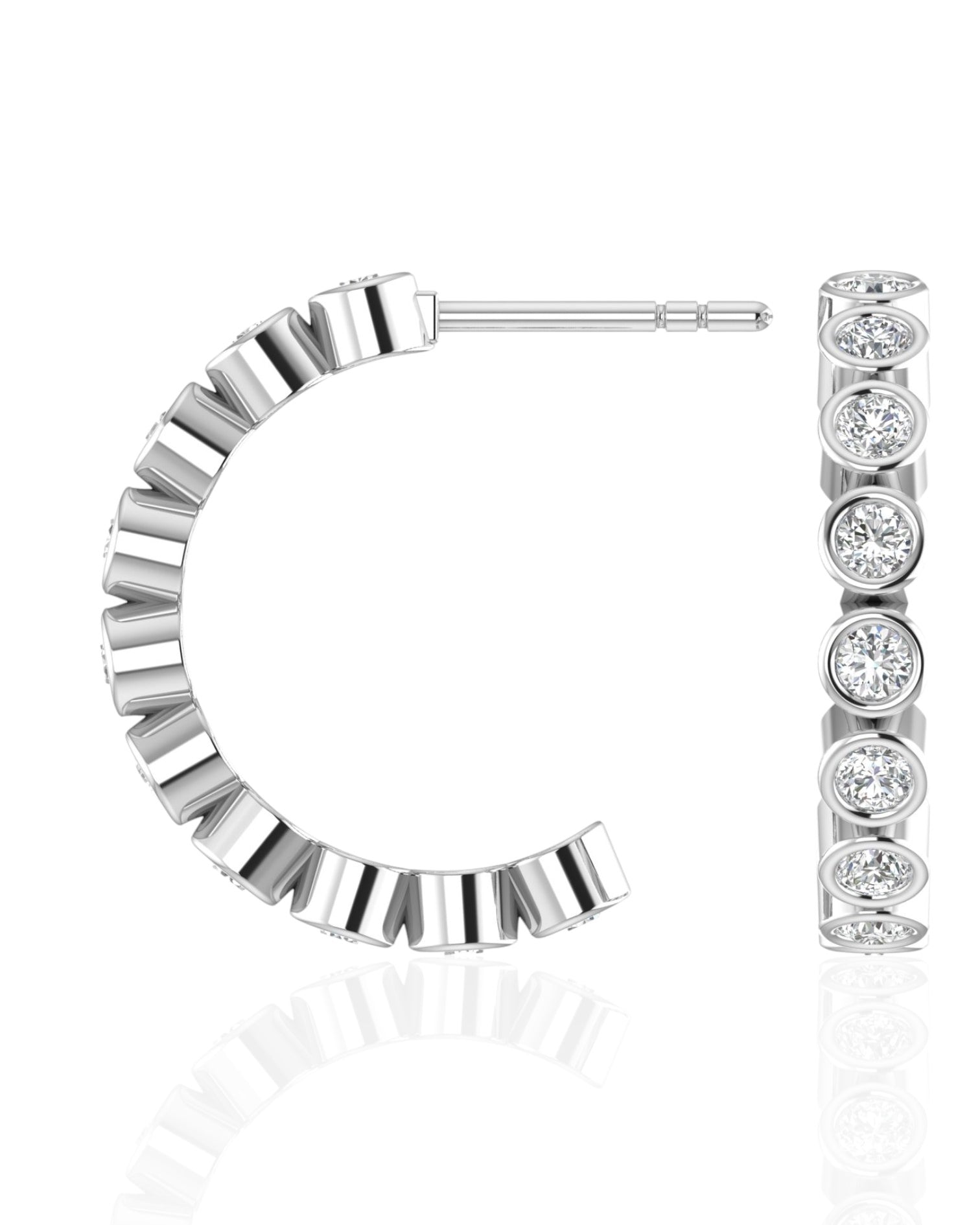 Hydra Arc Bezel Hoop Diamond Earrings