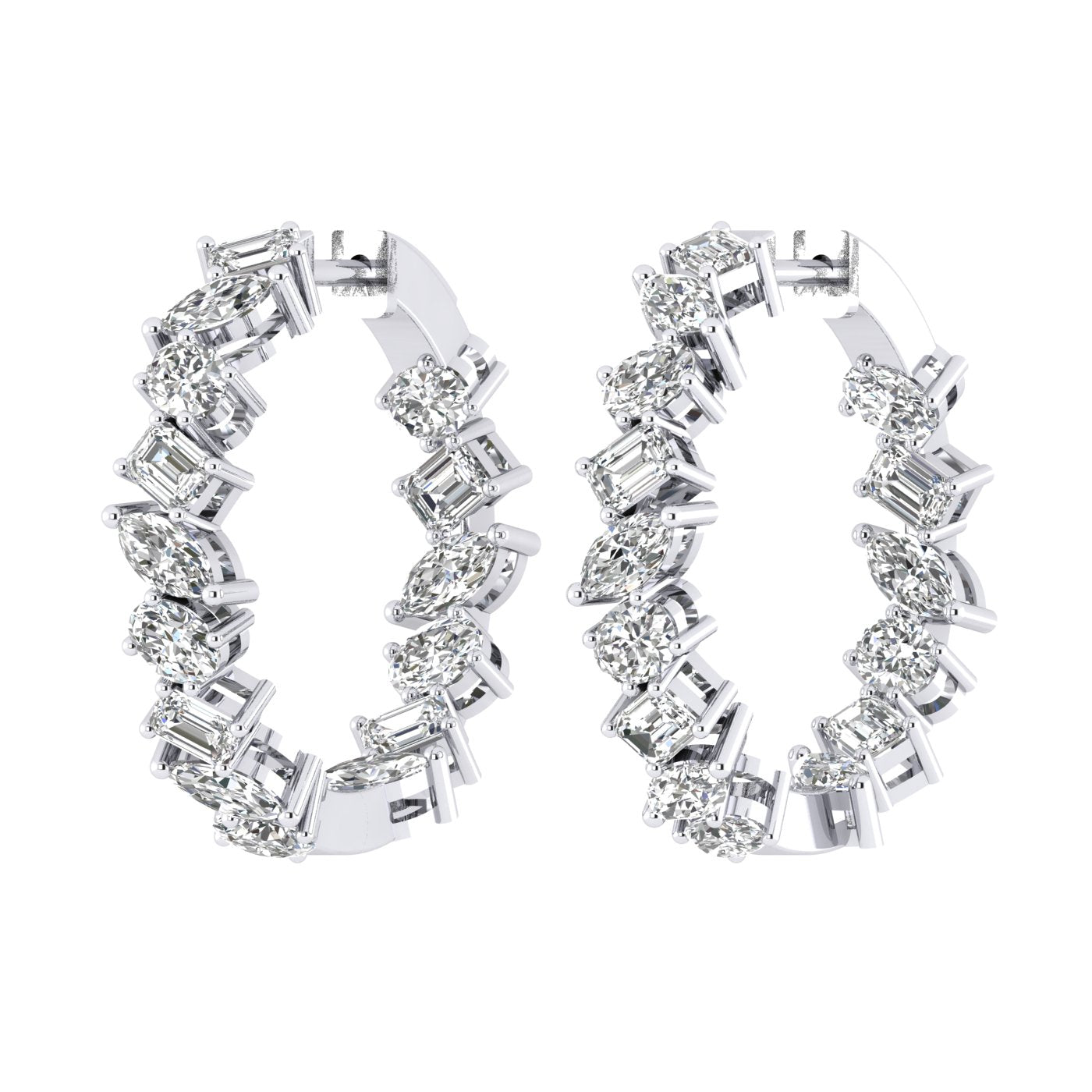 Multishape Diamond Hoop Earrings