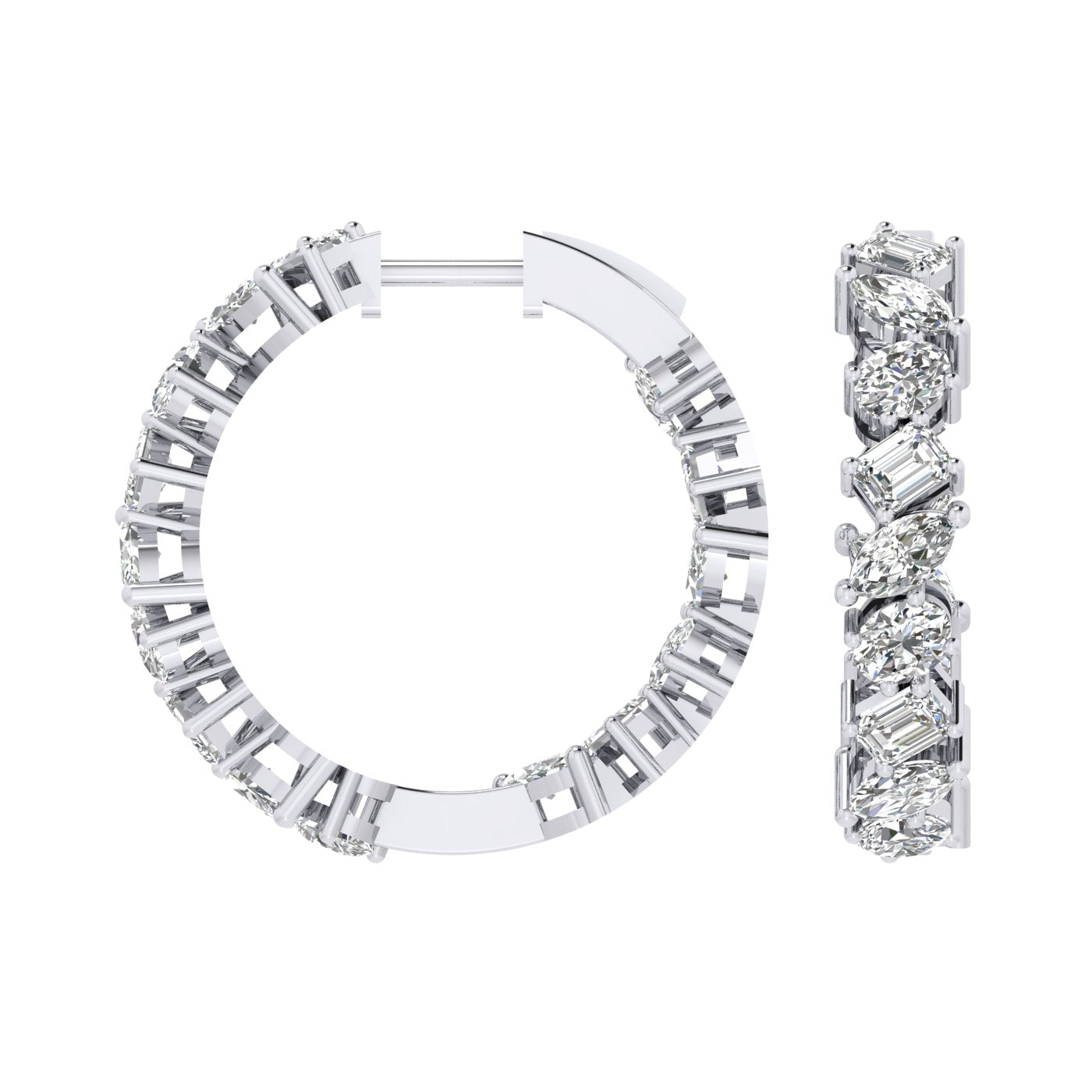 Multishape Diamond Hoop Earrings