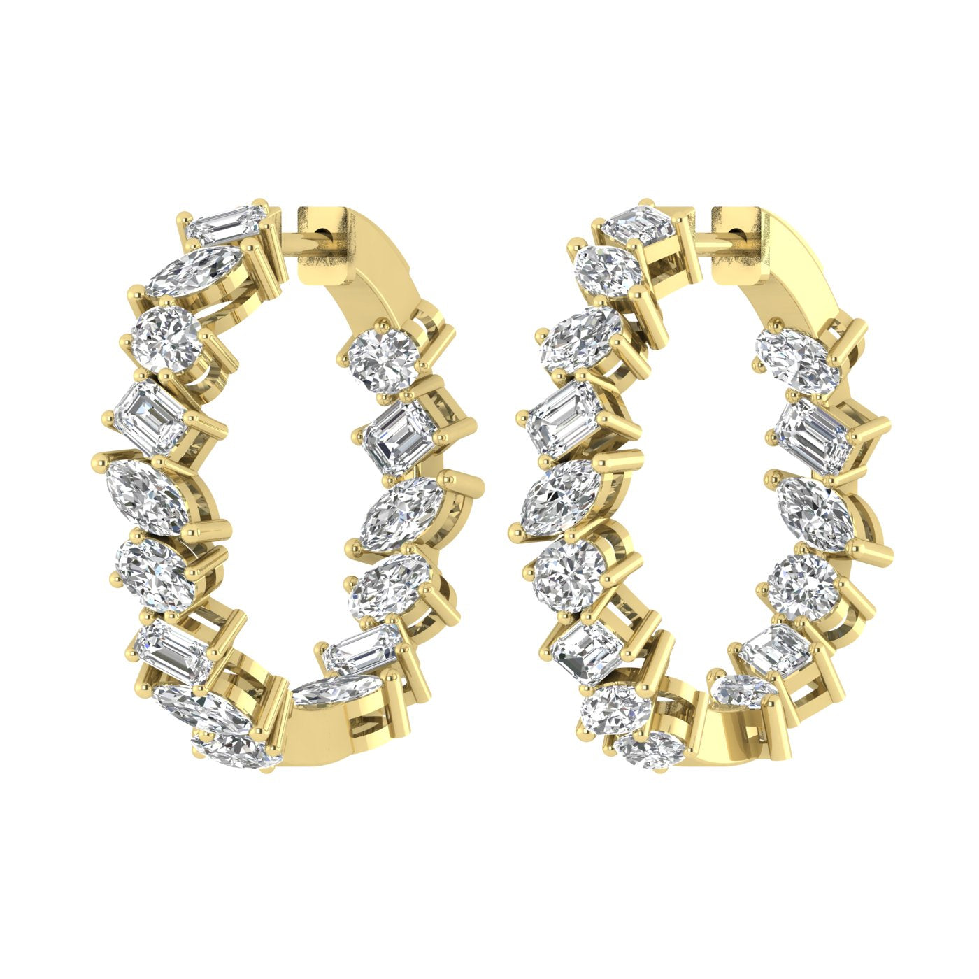 Multishape Diamond Hoop Earrings