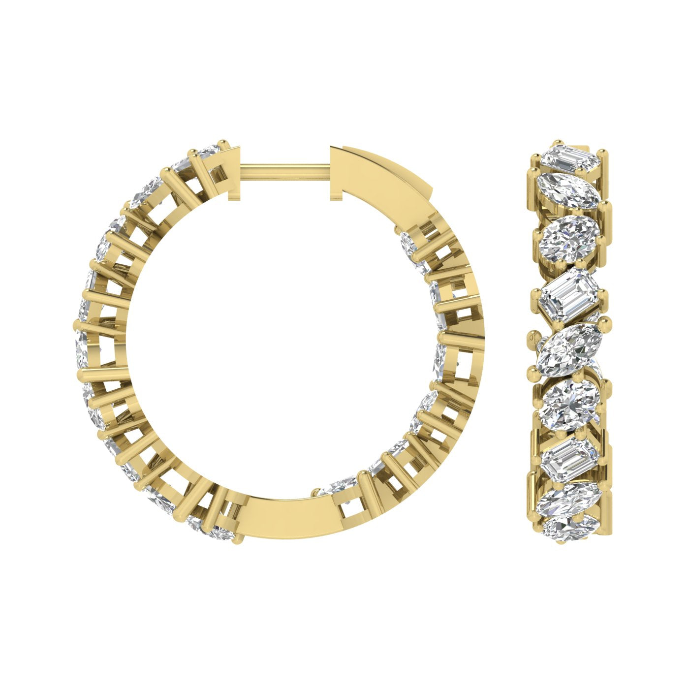 Multishape Diamond Hoop Earrings