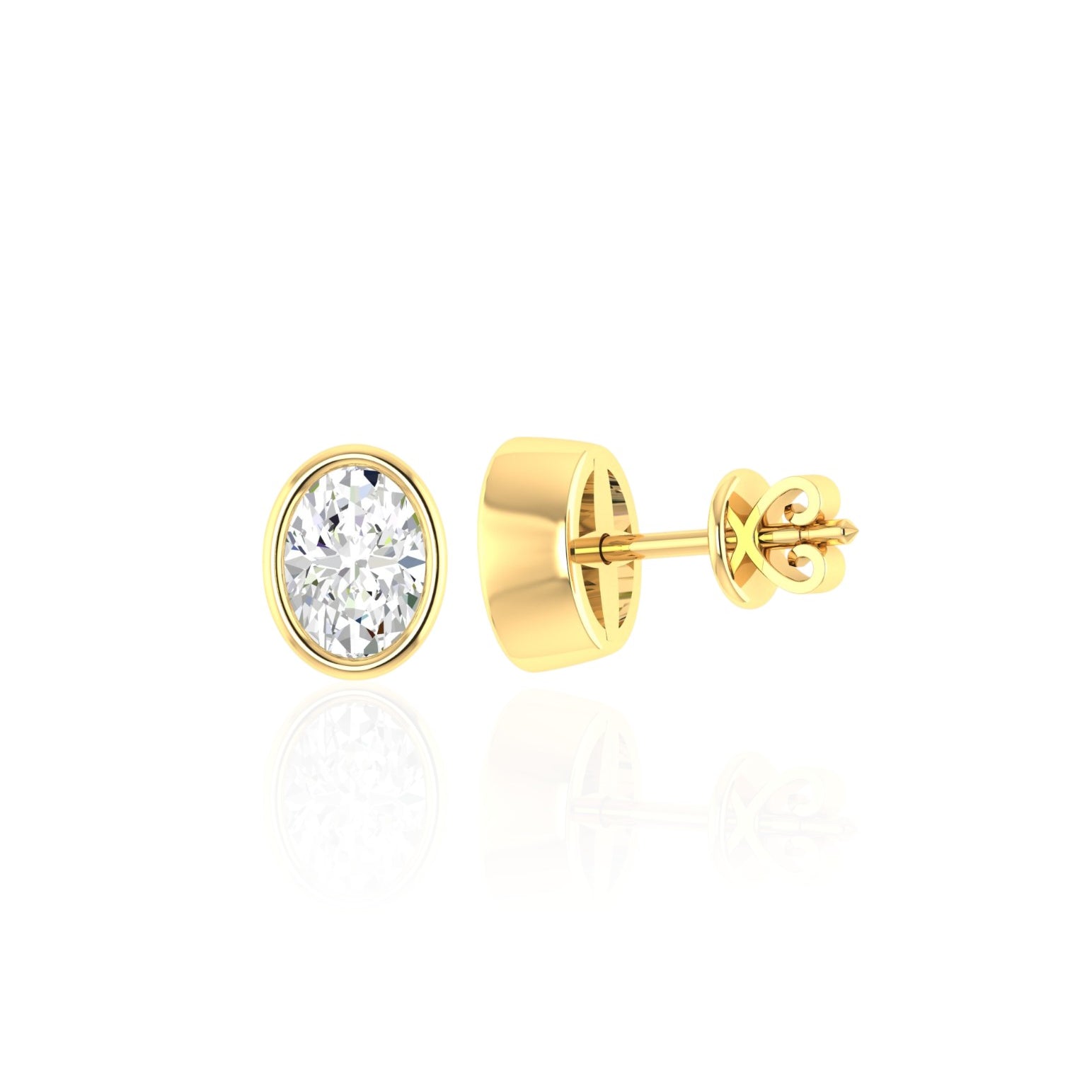 Oval Bezel Stud Earrings (TCW: 0.91)