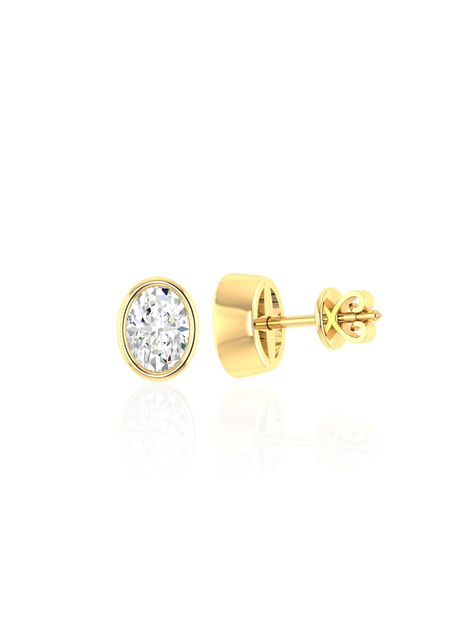 Oval Bezel Stud Earrings (TCW: 0.91)