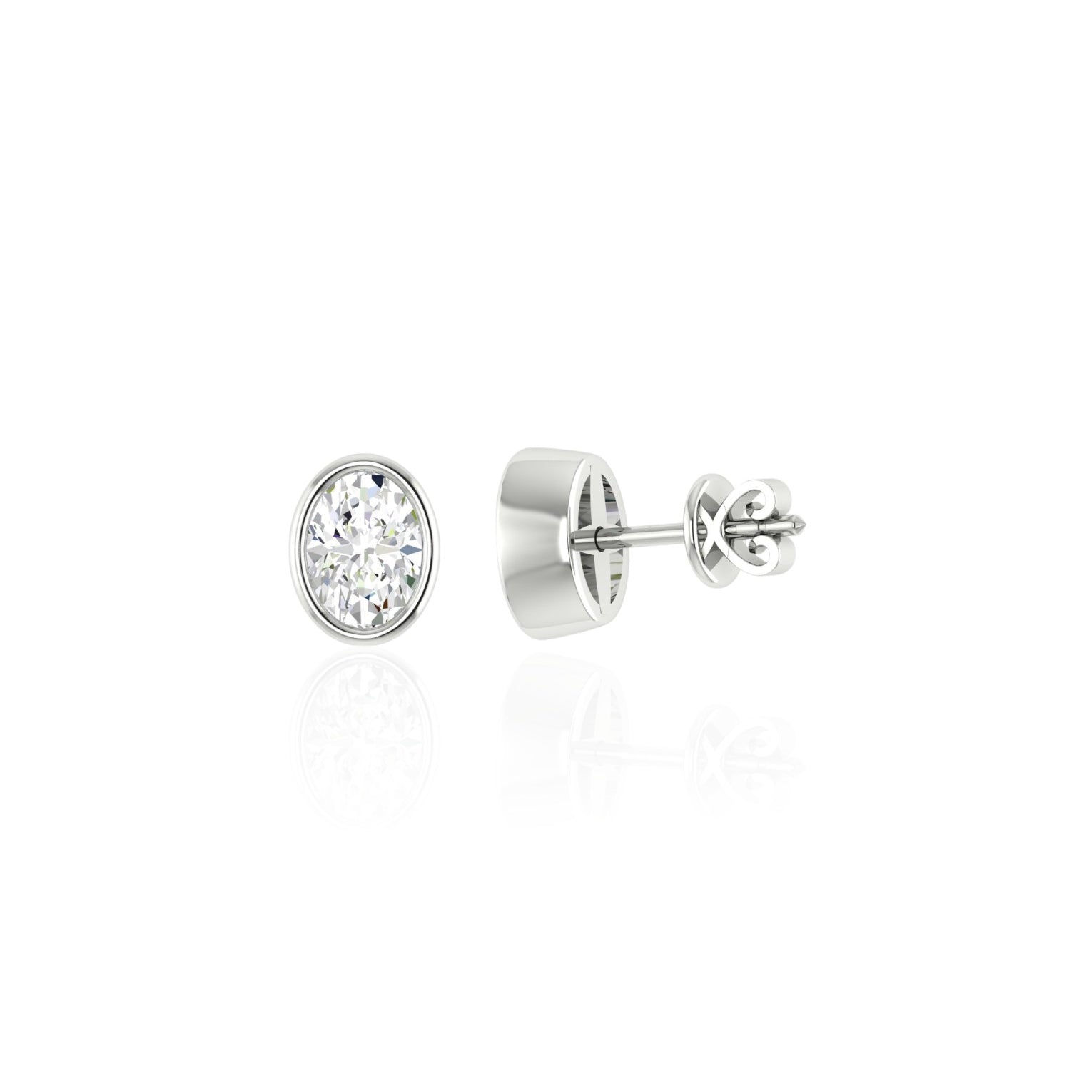 Oval Bezel Stud Earrings (TCW: 0.91)