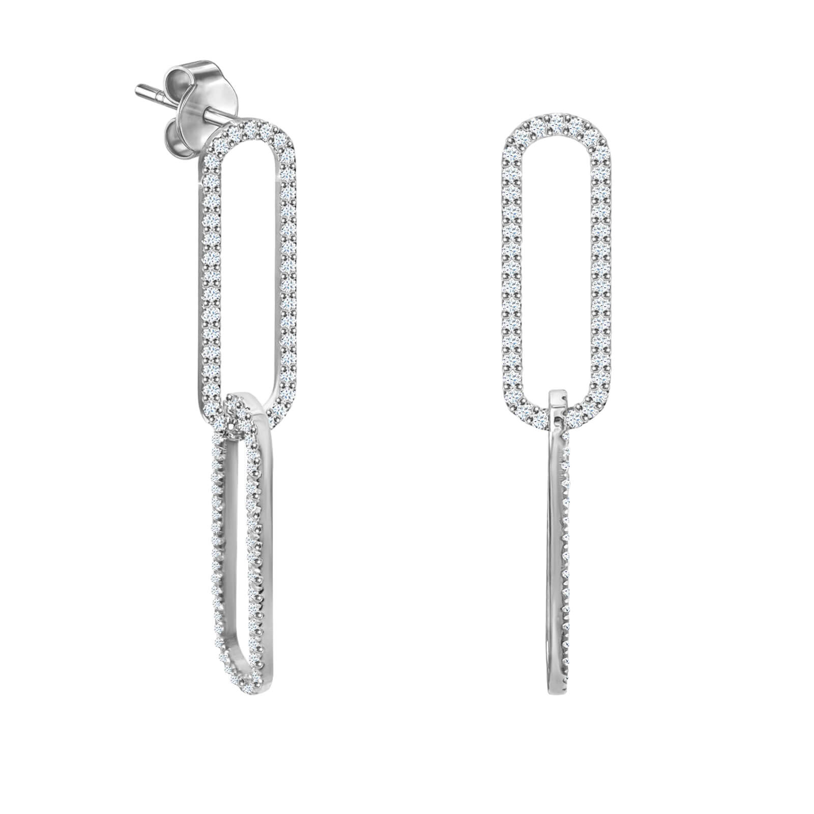 Paperclip Round Brilliant Diamond Drop Earrings (TCW: 1.04)