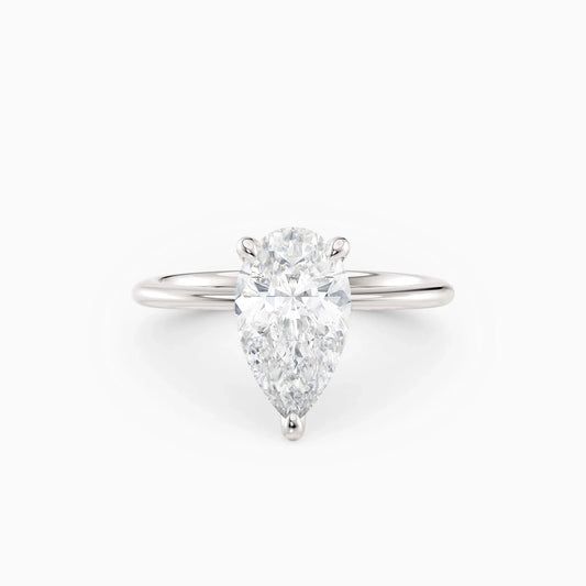 Pear Solitaire Engagement Ring in 18k White Gold (TCW: 1)