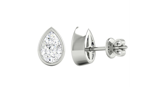 Pear Bezel Diamond Stud Earrings