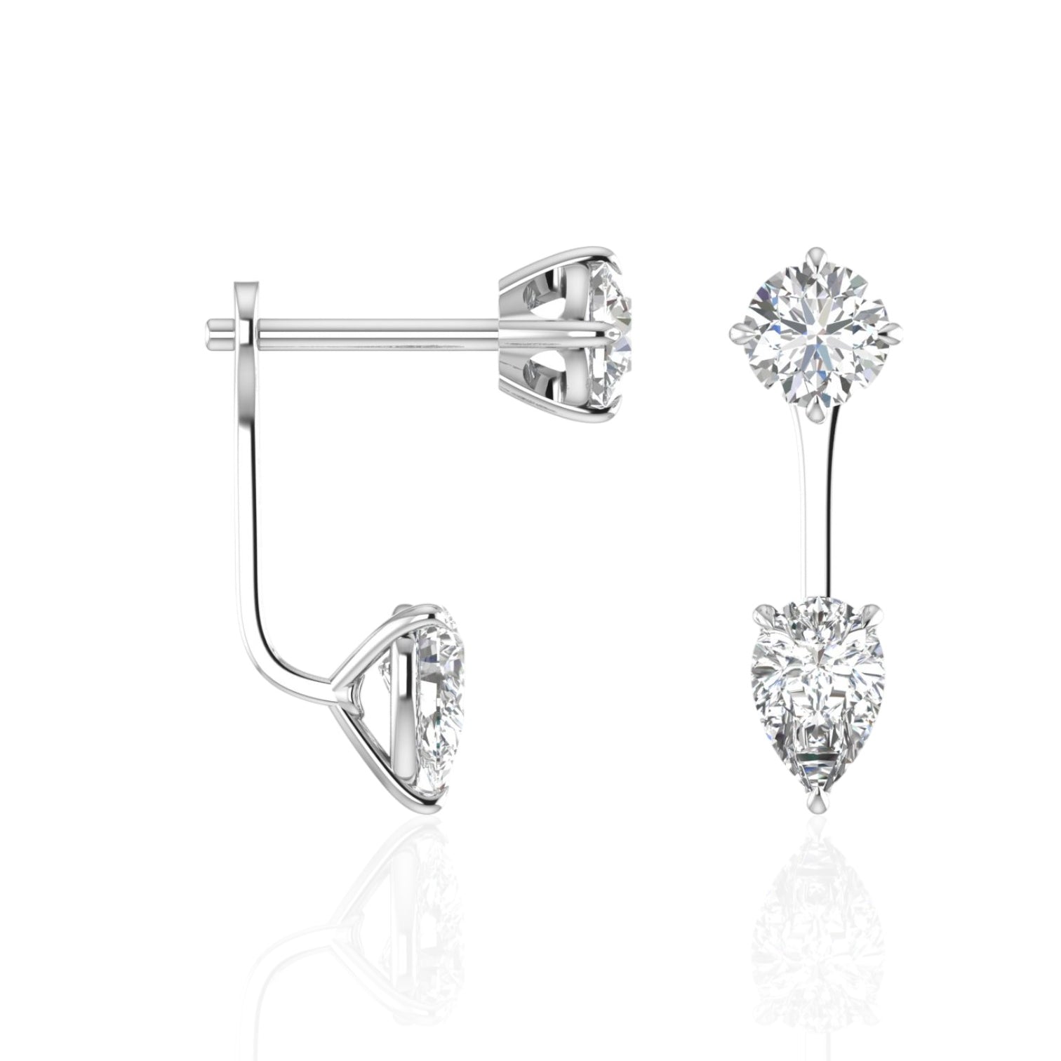 Round Brilliant & Pear Drop Earrings (TCW: 1.24)