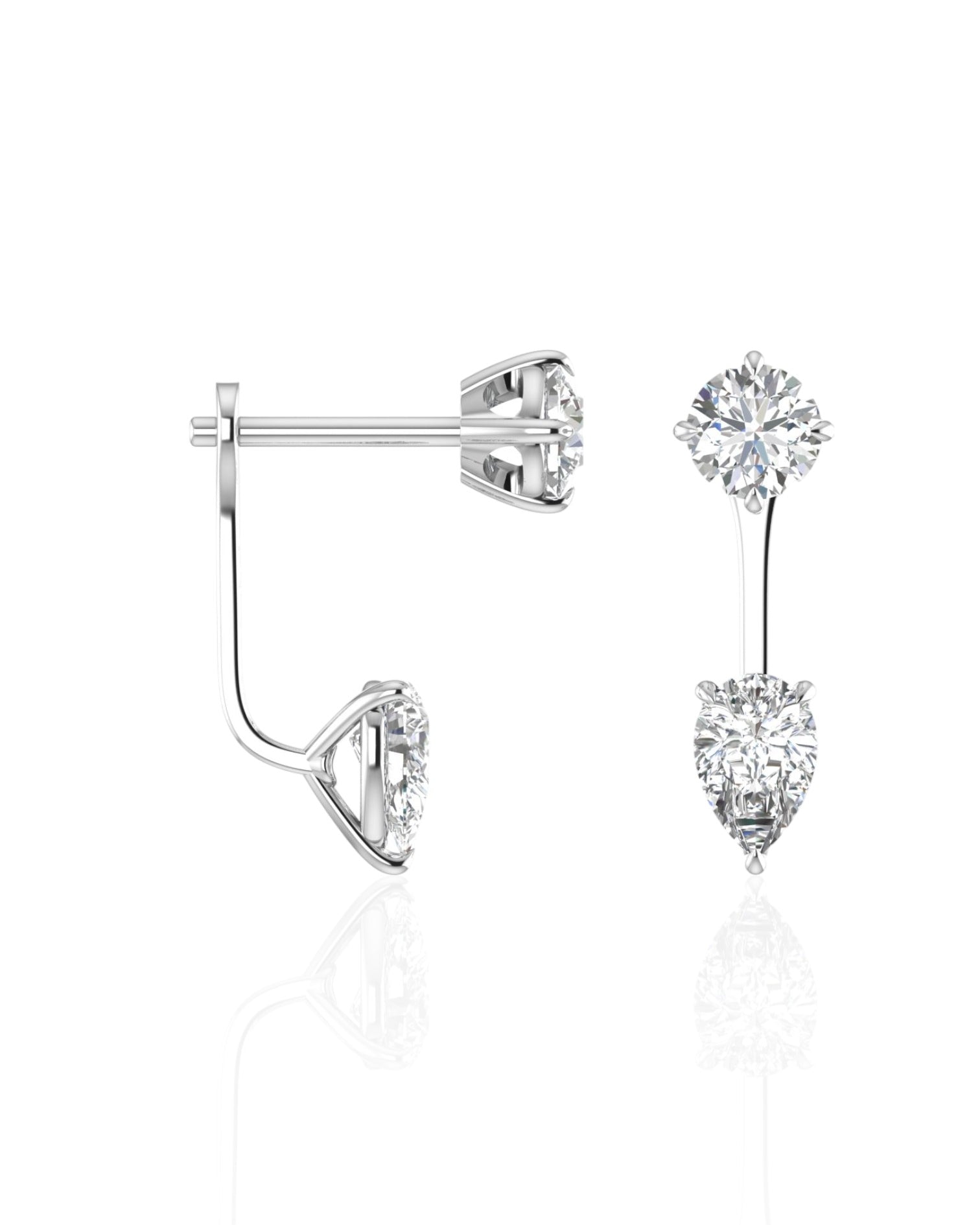 Round Brilliant & Pear Drop Earrings (TCW: 1.24)