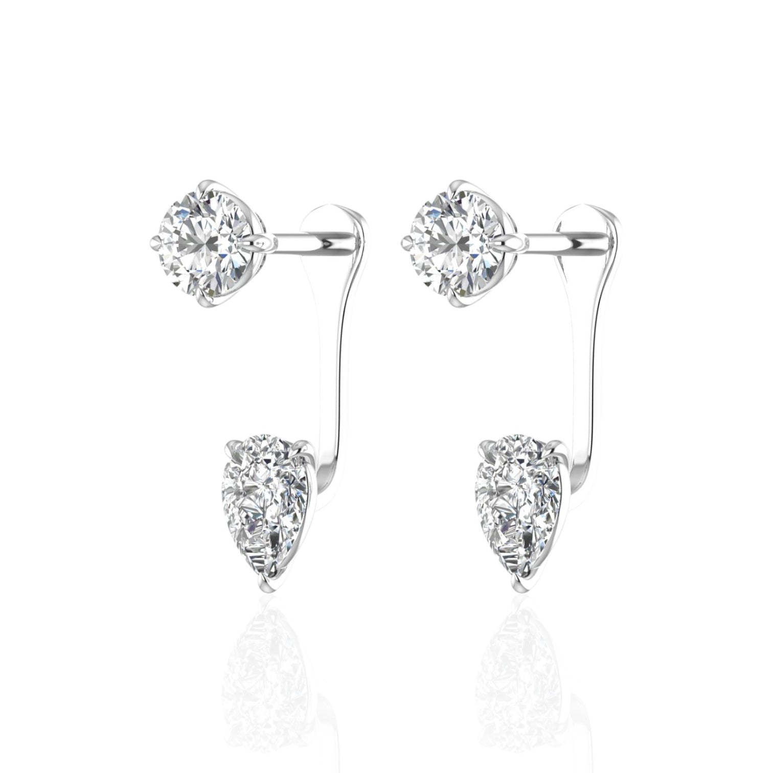Round Brilliant & Pear Drop Earrings (TCW: 1.24)