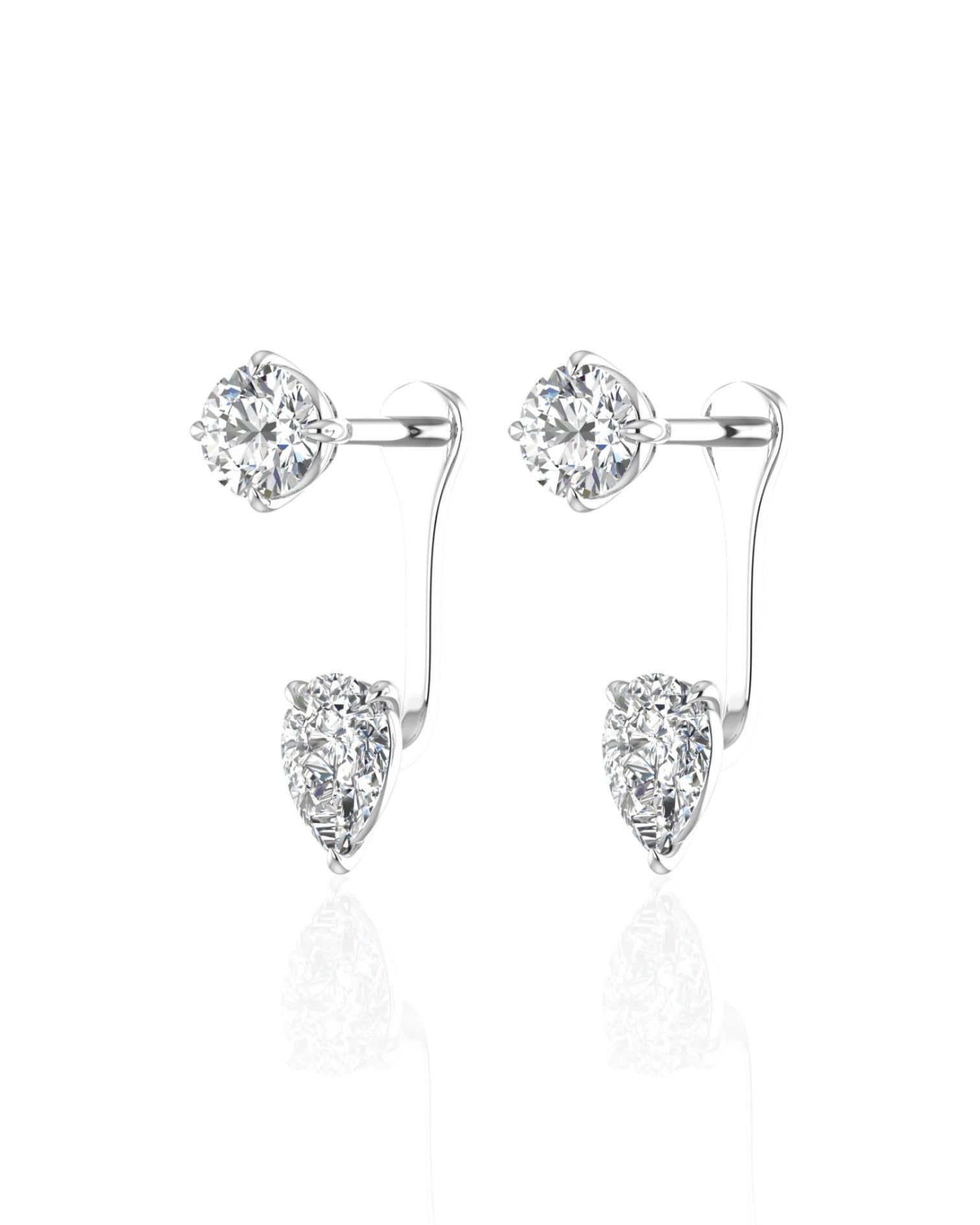 Round Brilliant & Pear Drop Earrings (TCW: 1.24)