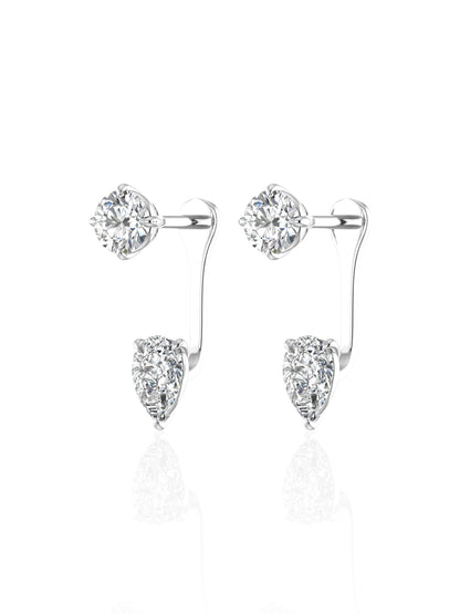 Round Brilliant & Pear Drop Earrings (TCW: 1.24)
