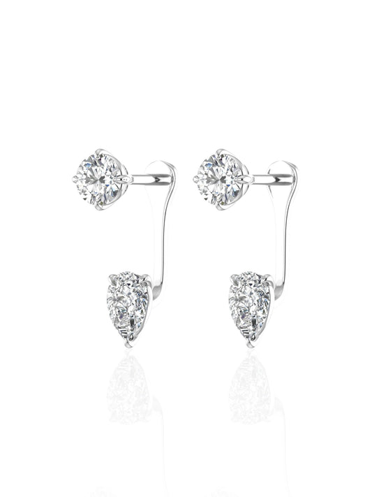 Round Brilliant & Pear Drop Earrings (TCW: 1.24)