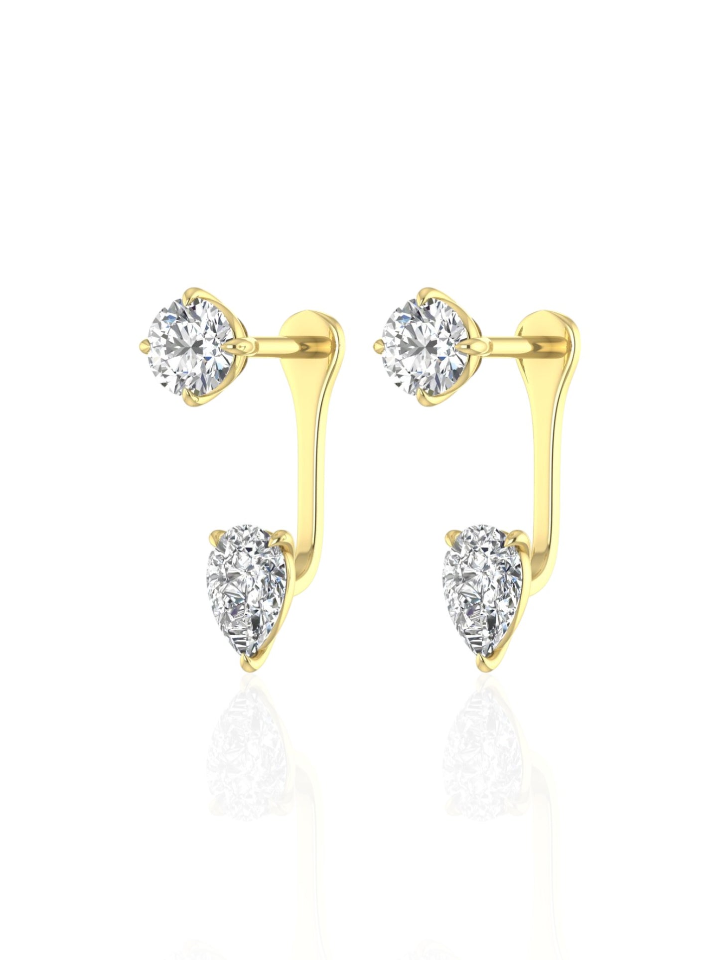 Round Brilliant & Pear Drop Earrings (TCW: 1.24)