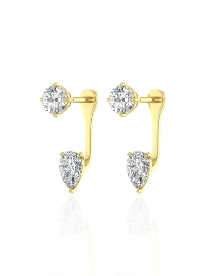 Round Brilliant & Pear Drop Earrings (TCW: 1.24)