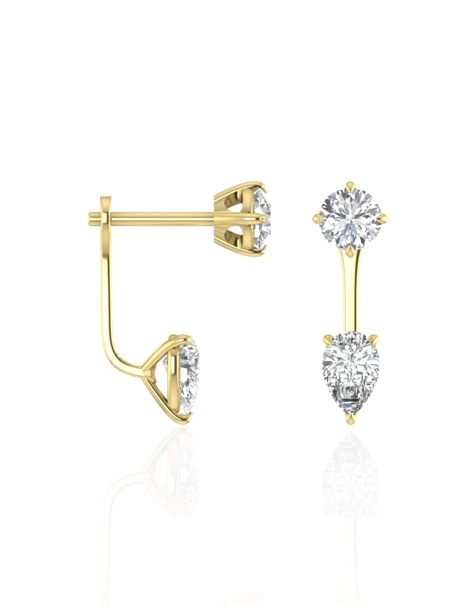 Round Brilliant & Pear Drop Earrings (TCW: 1.24)