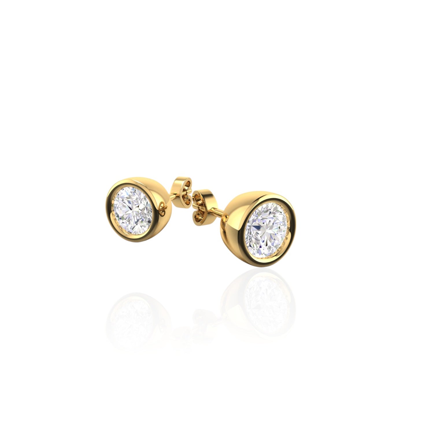 Round Brilliant Bezel Stud Earrings (TCW: 2)