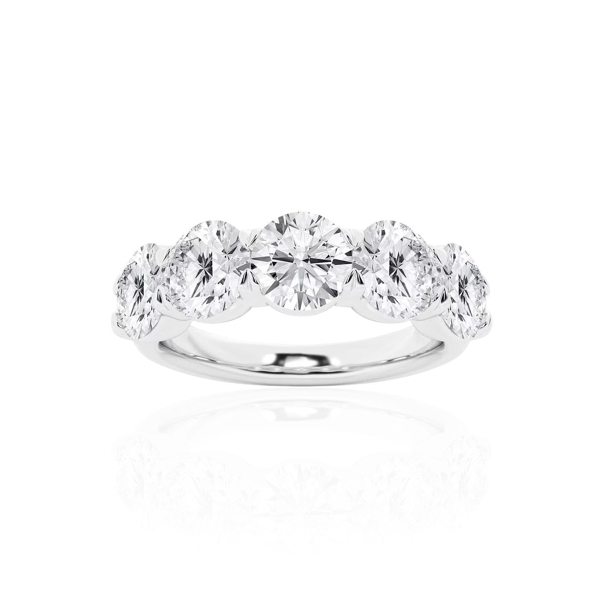 Five-Stone Round Half Eternity Band