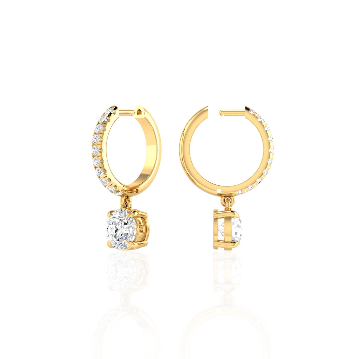 Vara Round Tear Drop Round Brilliant Huggie Earrings (TCW: 2.48)