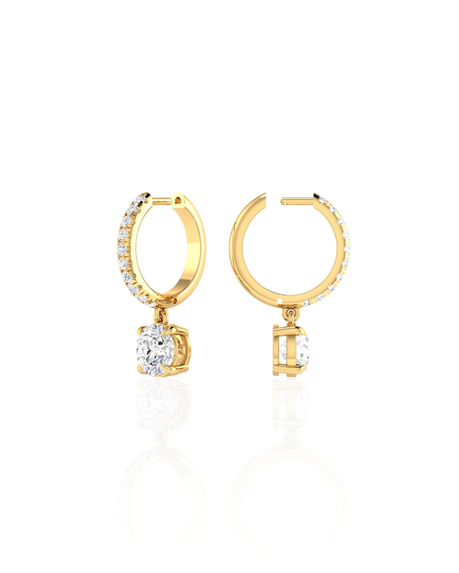 Vara Round Tear Drop Round Brilliant Huggie Earrings (TCW: 2.48)