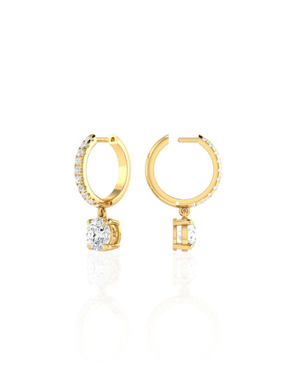 Vara Round Tear Drop Round Brilliant Huggie Earrings (TCW: 2.48)