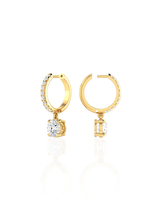 Vara Round Tear Drop Round Brilliant Huggie Earrings (TCW: 2.48)