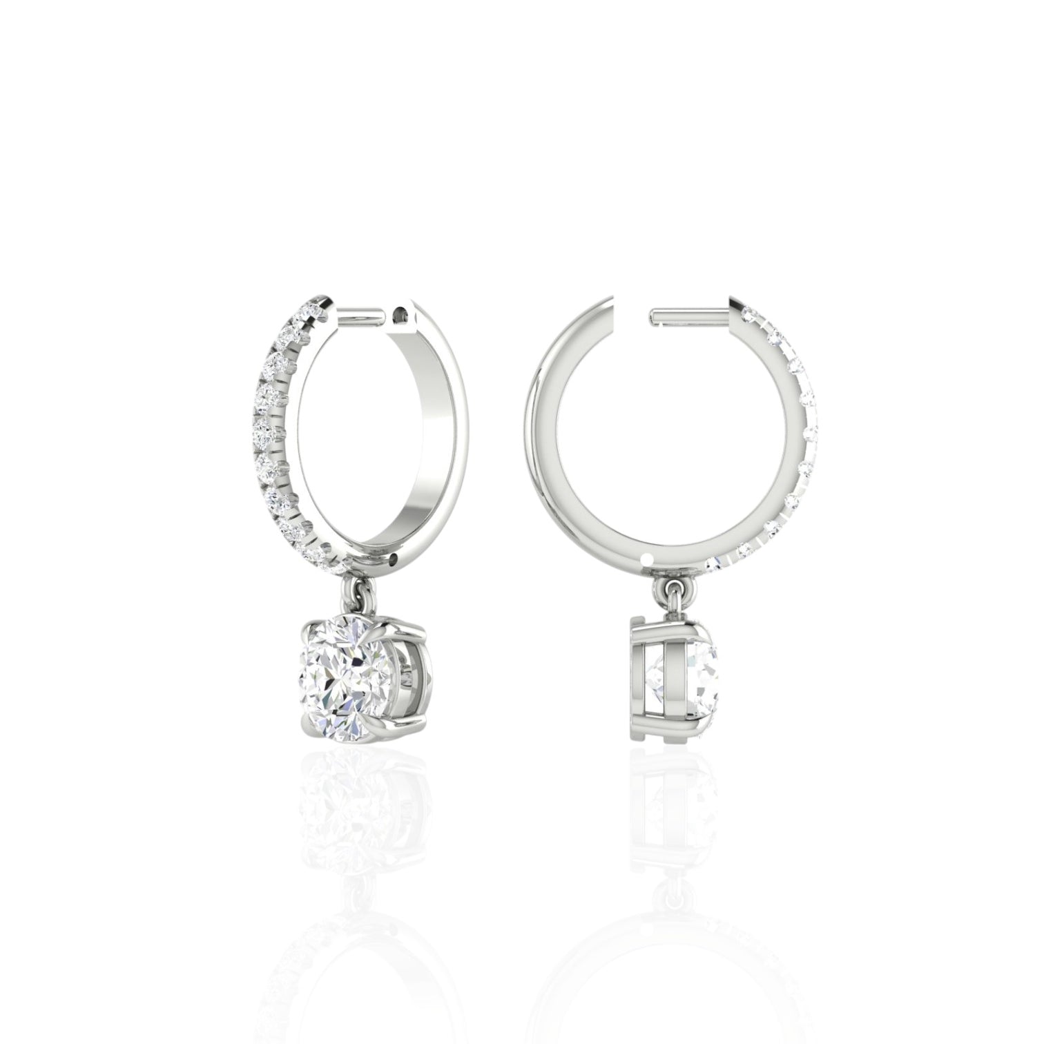 Vara Round Tear Drop Round Brilliant Huggie Earrings (TCW: 2.48)