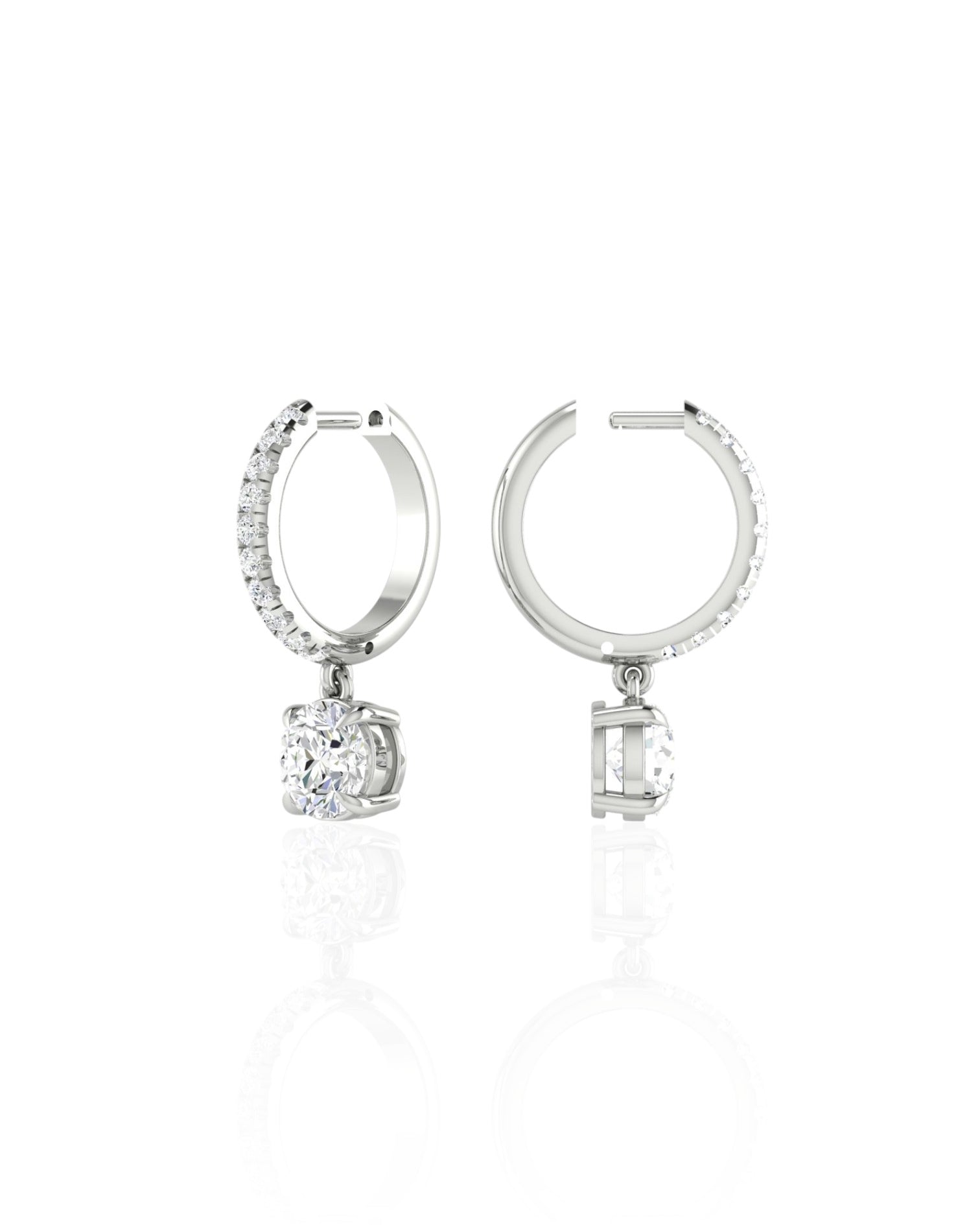 Vara Round Tear Drop Round Brilliant Huggie Earrings (TCW: 2.48)