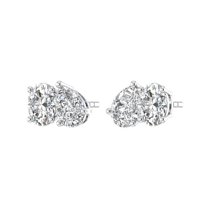 Toi Et Moi- Oval & Pear Earrings (TCW: 2.15)