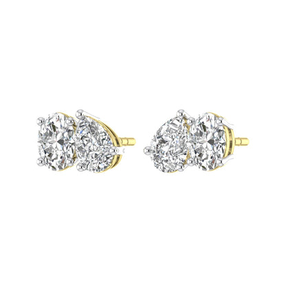 Toi Et Moi- Oval & Pear Earrings (TCW: 2.15)