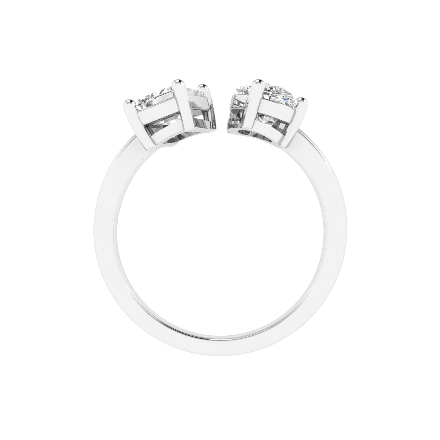 Double Stone Emerald & Pear Ring in 18k White Gold (TCW: 1.5)