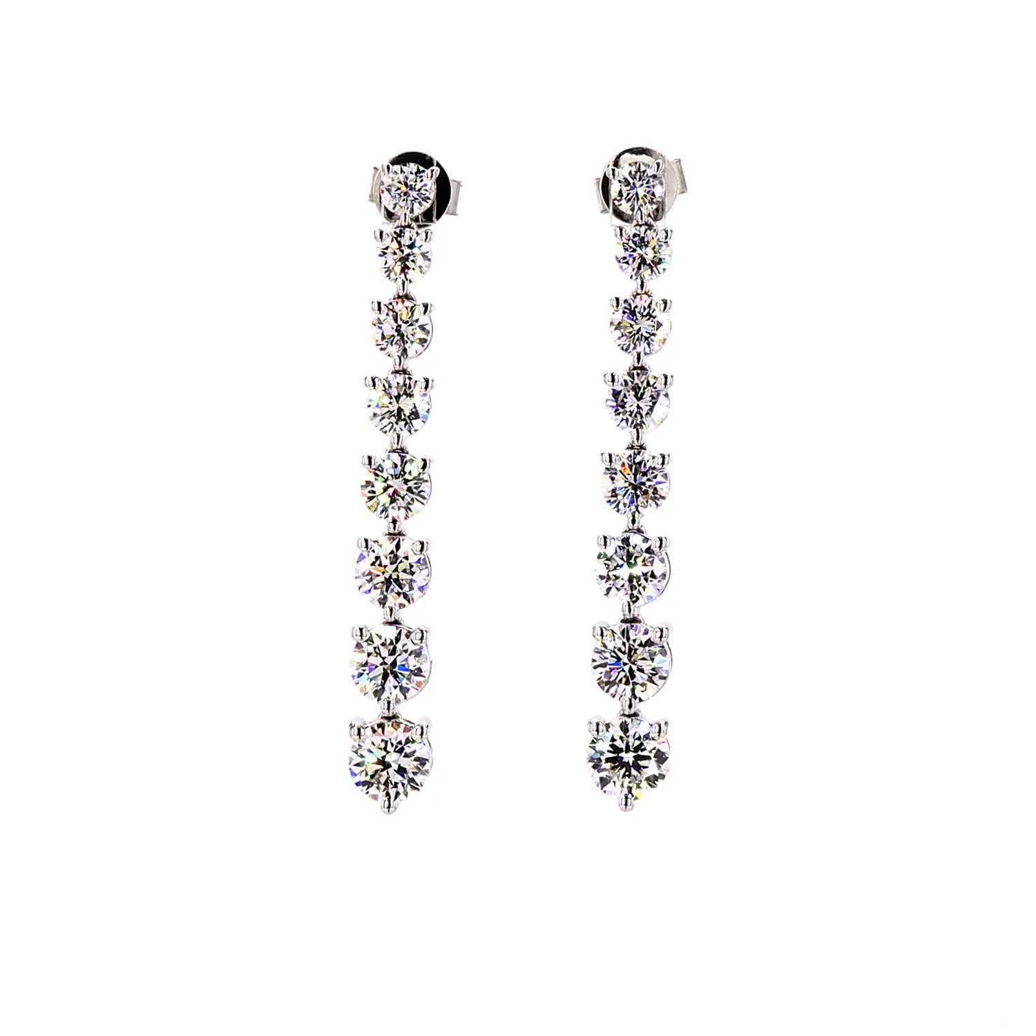 Vara Round Diamond Drop Earrings
