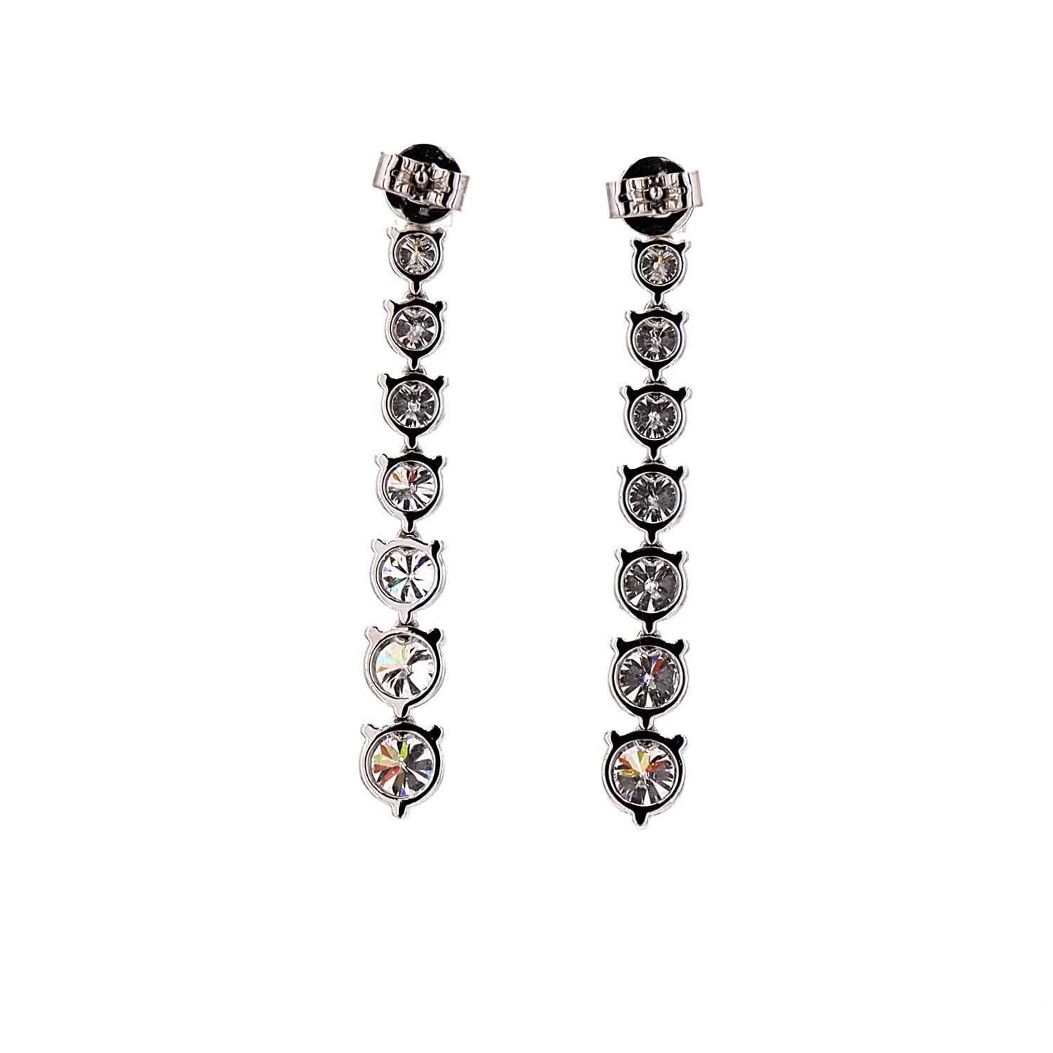 Vara Round Diamond Drop Earrings