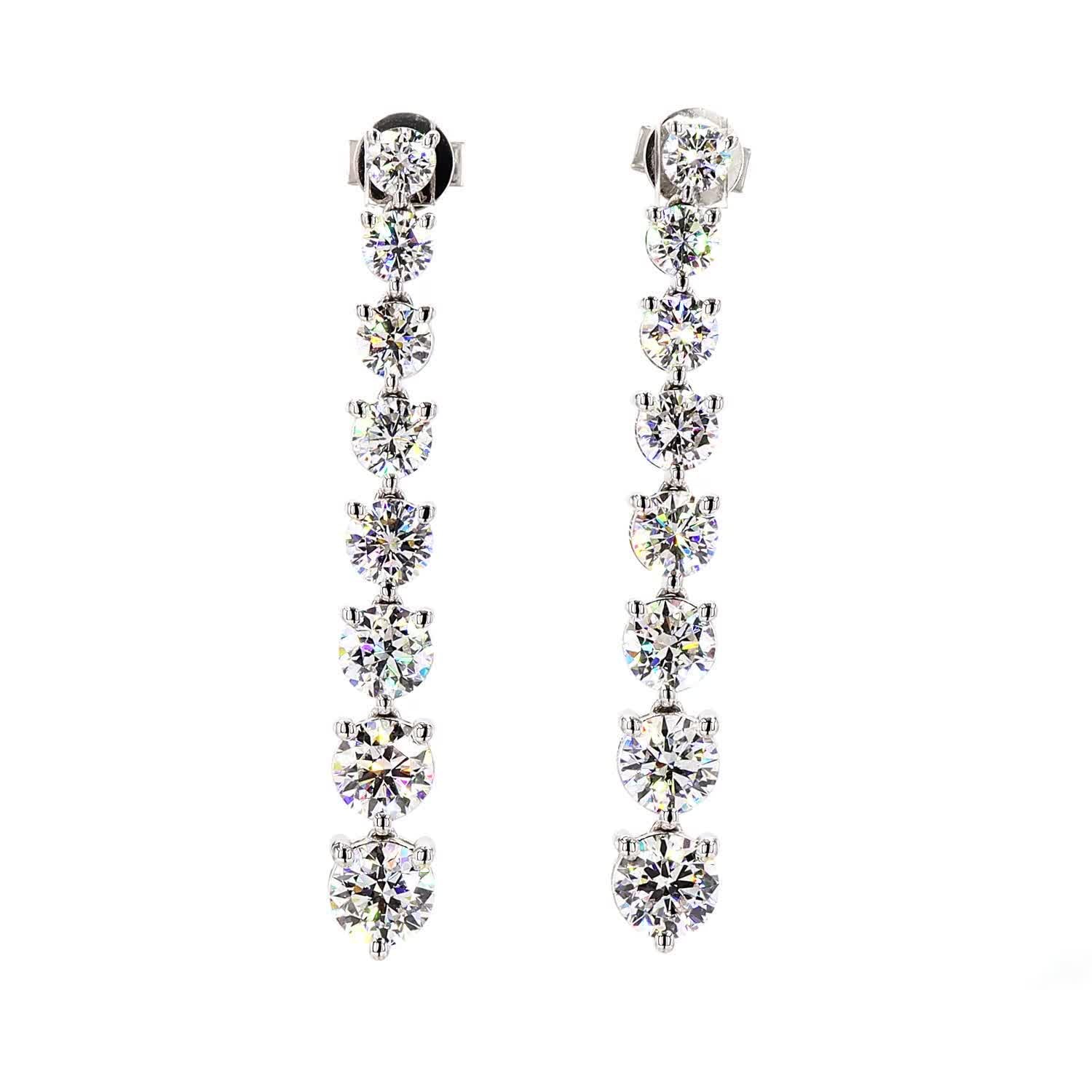 Vara Round Diamond Drop Earrings