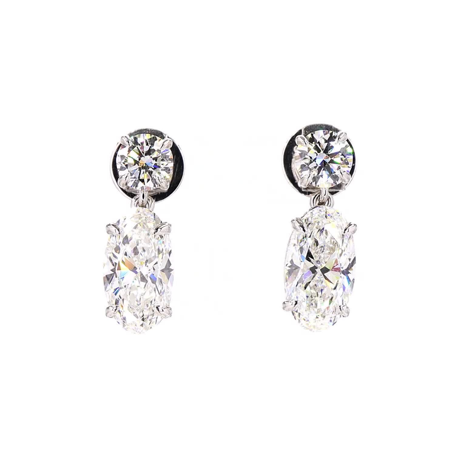 Vara Round & Moval Diamond Drop Earrings