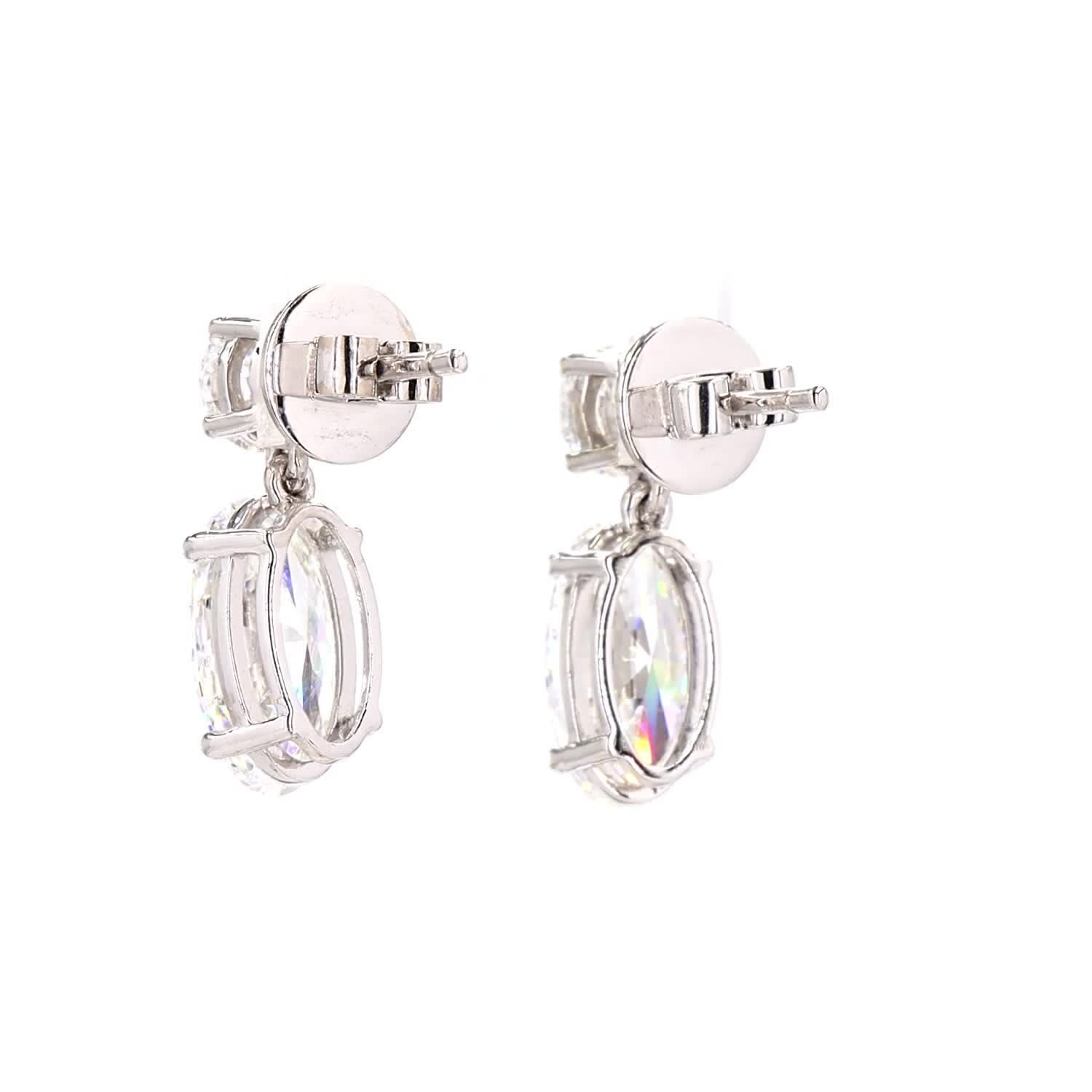 Vara Round & Moval Diamond Drop Earrings