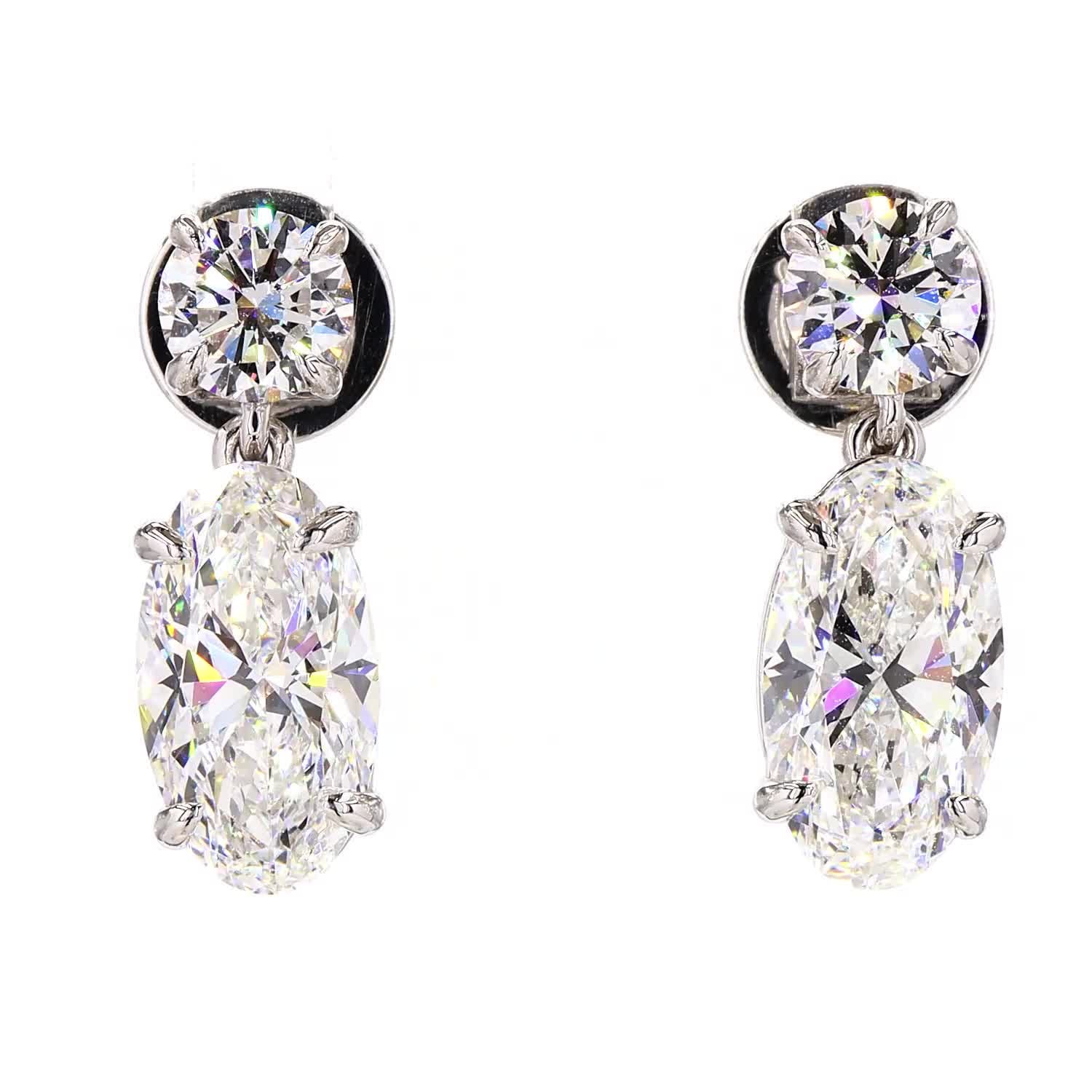 Vara Round & Moval Diamond Drop Earrings