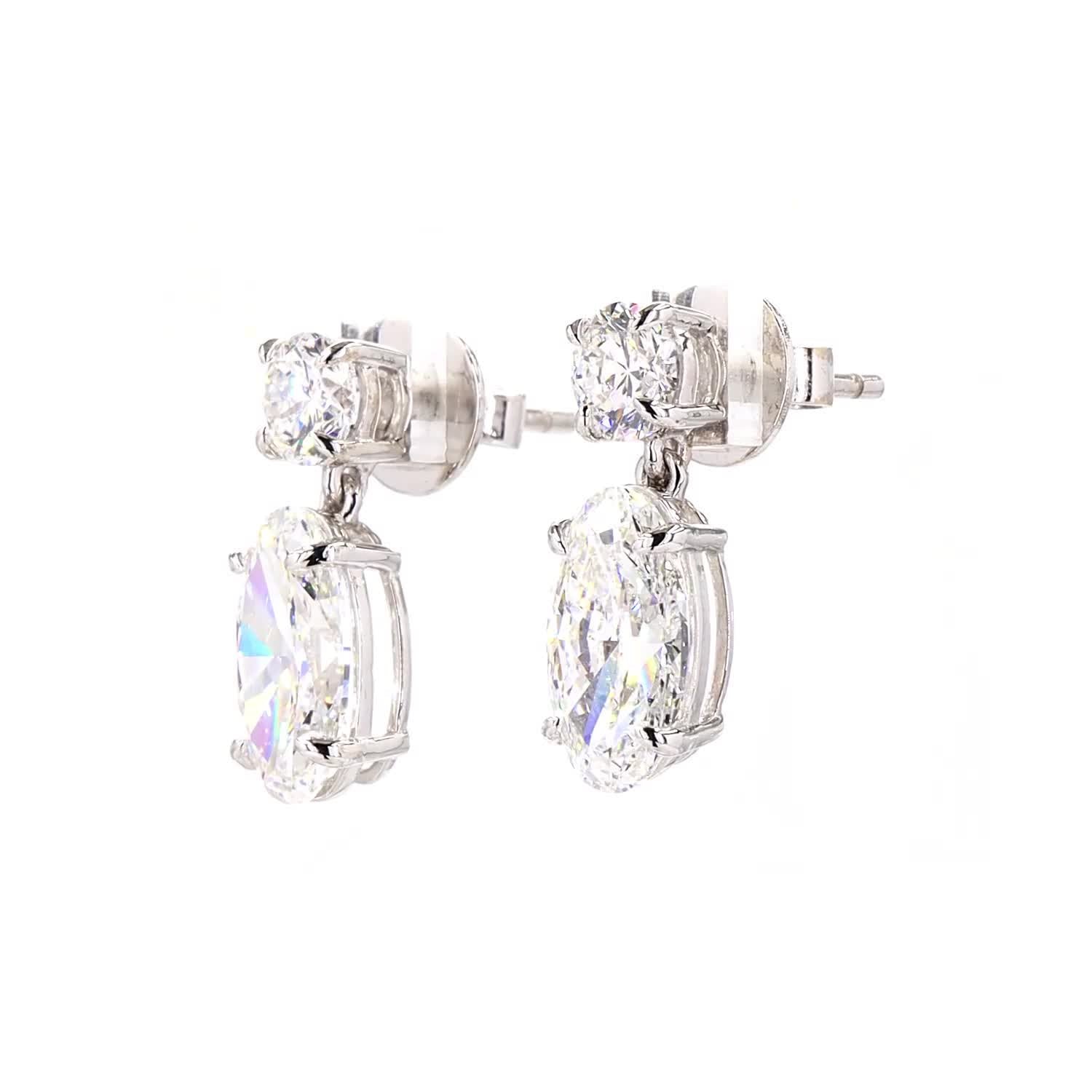 Vara Round & Moval Diamond Drop Earrings