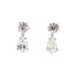 Pair of teardrop-shaped diamond earrings on a white background
