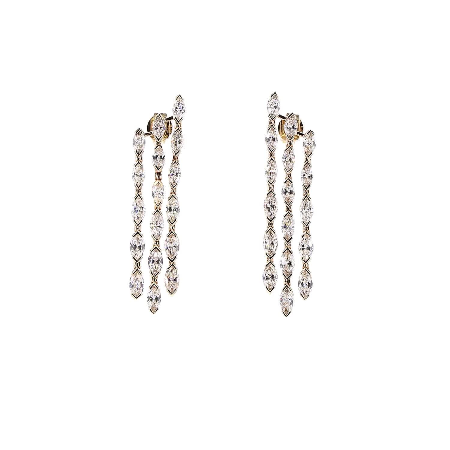 Vara Three-Row Marquise Diamond Drop Earrings