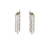 Pair of dangling earrings with gold and white diamonds on a white background
