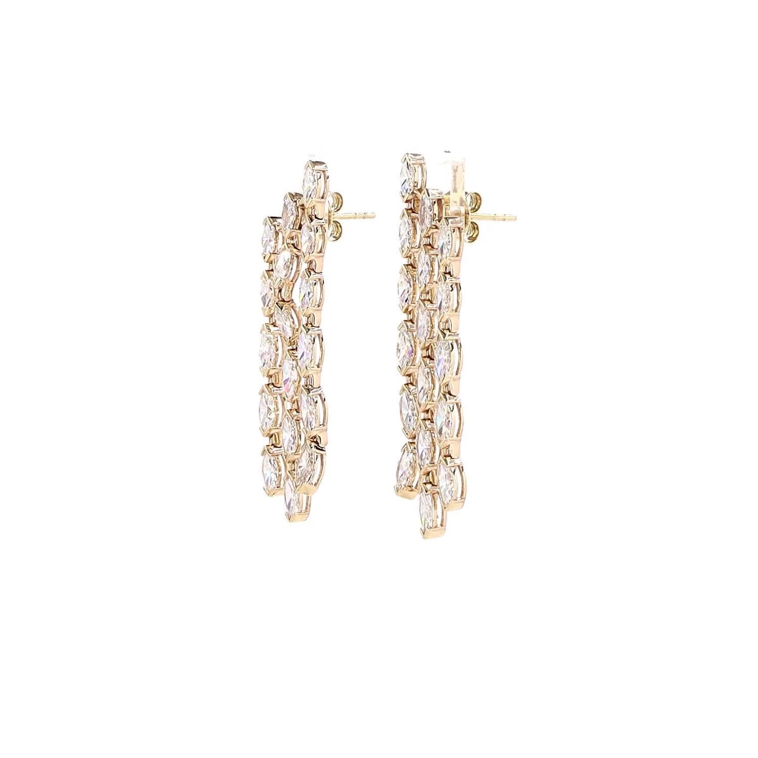 Vara Three-Row Marquise Diamond Drop Earrings