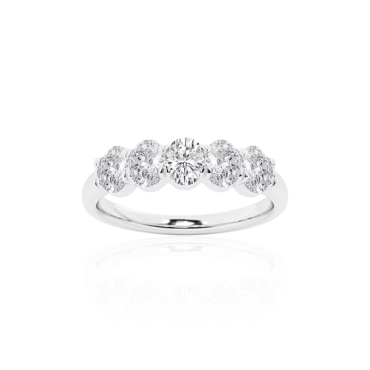 Five-Stone Oval Diamond Wedding Band (TCW: 1.96)
