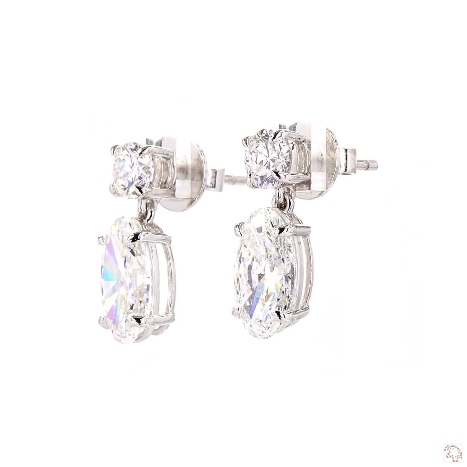 Vara Round & Moval Diamond Drop Earrings