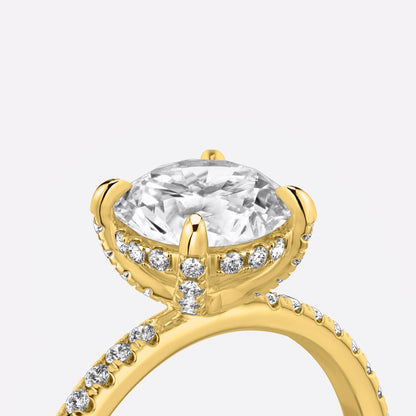 Under Halo Round Engagement Ring in 18k Gold (TCW: 2.2)