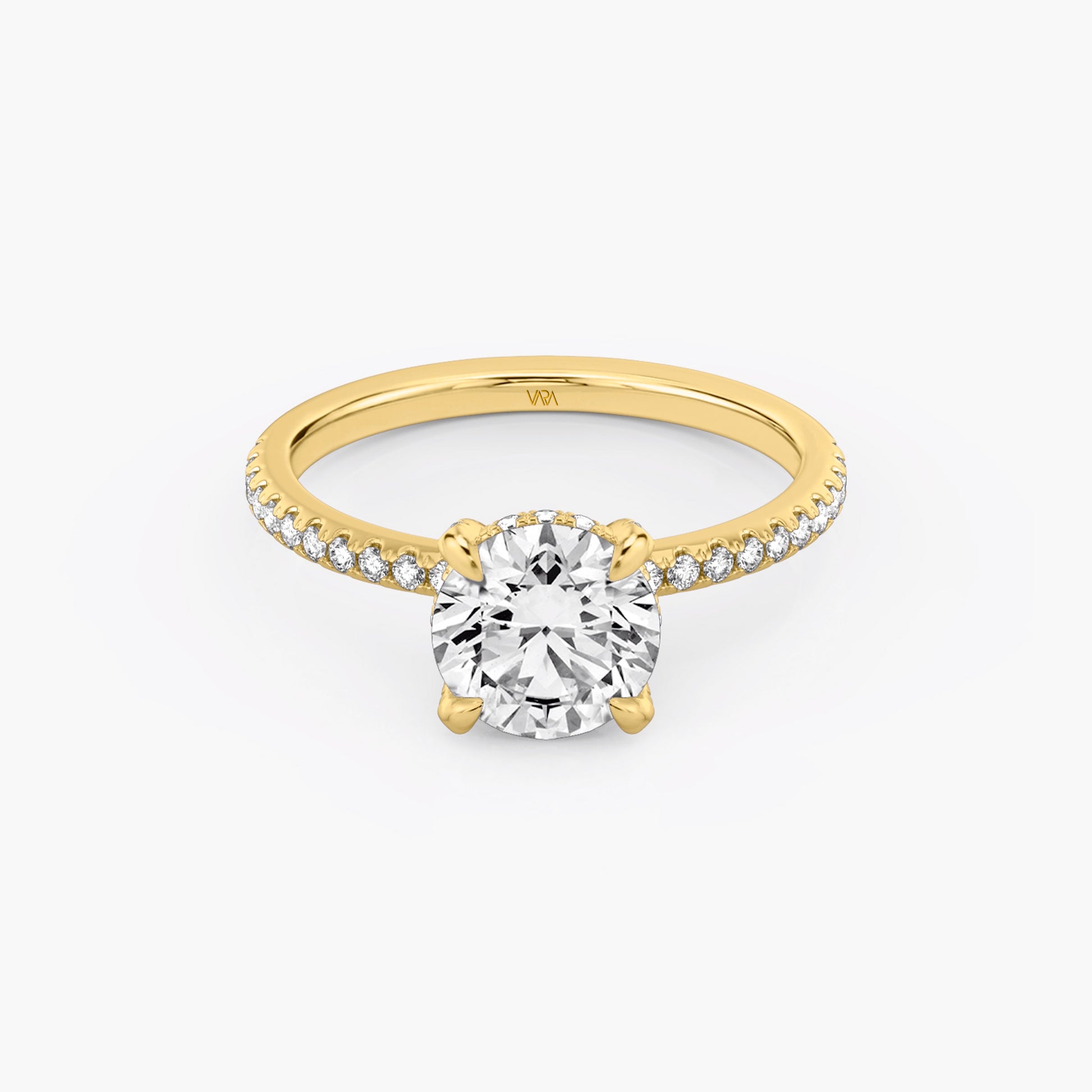Under Halo Round Engagement Ring in 18k Gold (TCW: 2.2)