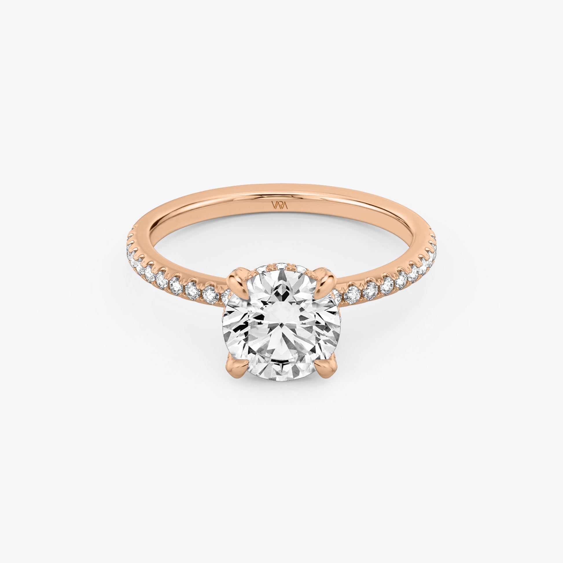 Under Halo Round Engagement Ring in 18k Gold (TCW: 2.2)